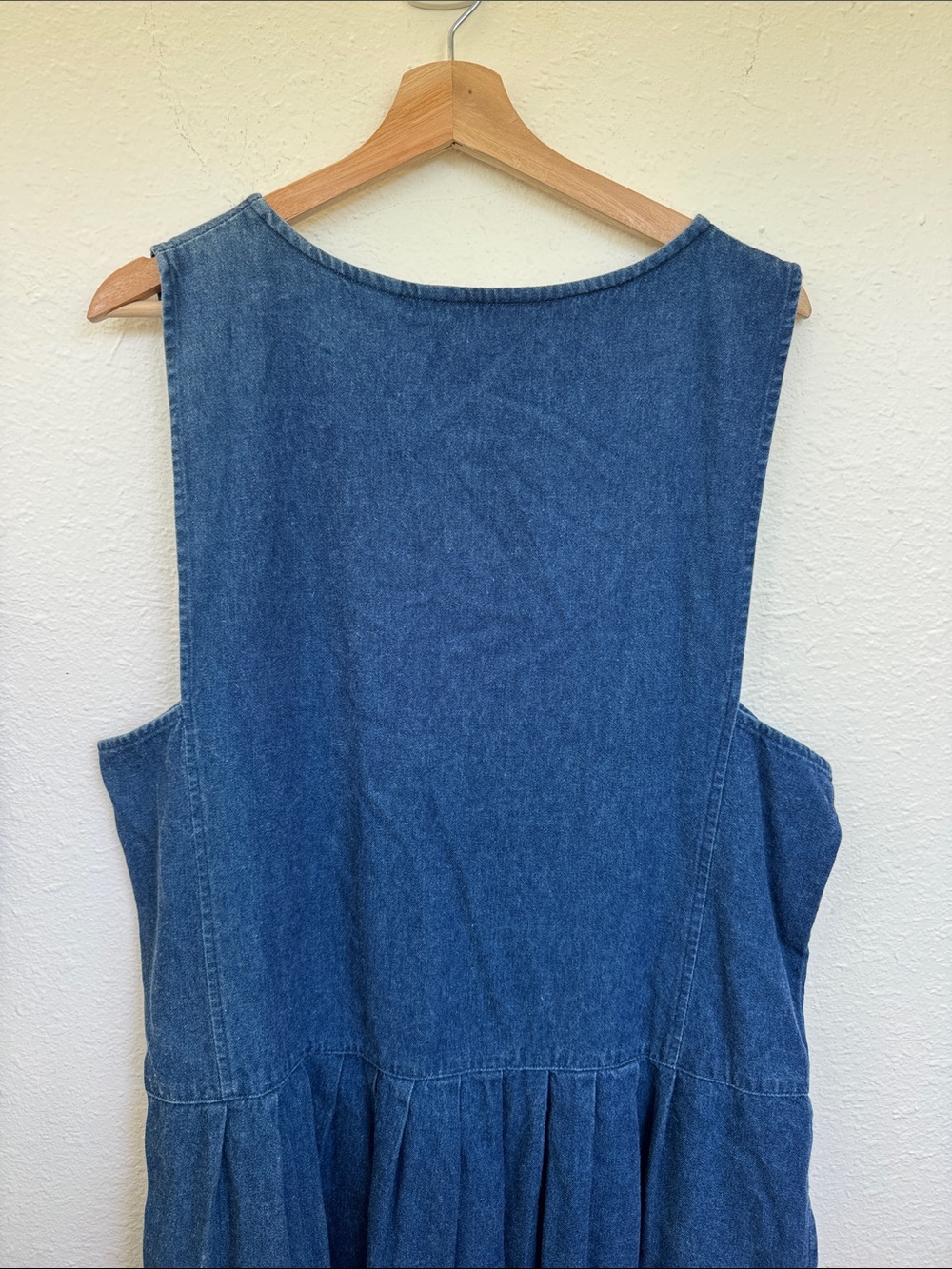 Eddie Bauer Vintage Denim Jumper Dress Size L 100% Cotton Button Front Garden - Picture 6 of 8